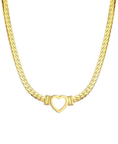 Adornia Tarnish Resistant Gold Flat Curb Chain Heart Necklace