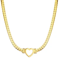 Adornia Tarnish Resistant Gold Flat Curb Chain Heart Necklace