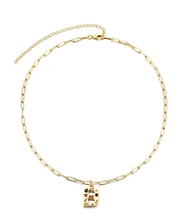 Adornia Gold Crystal Funky Initial Paperclip Chain Necklace