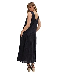 Raffya Women's Squire All Over Cut Work Drop Waist Midi Dress