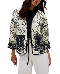 Raffya Women's Felicity Palm Print Reversible Jacket