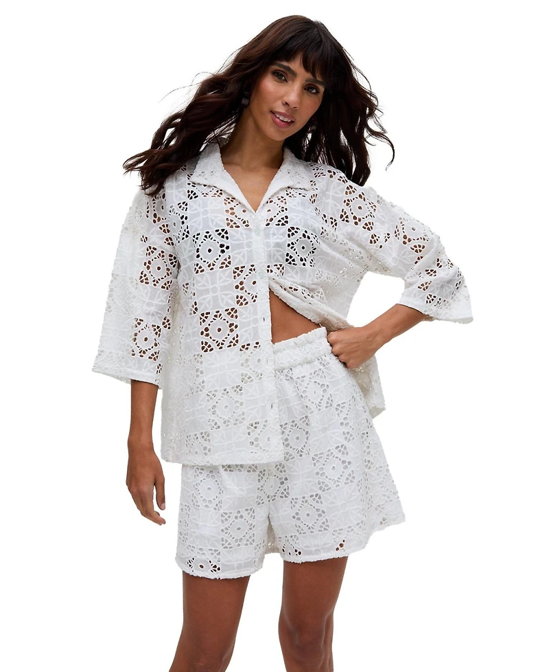 Raffya Women's Shelli All Over Broderie Anglaise Shirt
