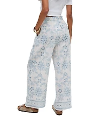 Raffya Women's Cherice Wide leg All Over Embroidered Trouser