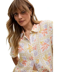 Raffya Women's Matisse Button Down Patchwork Floral Print Shirt