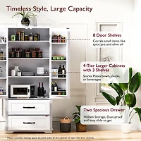 Casainc 71" Freestanding Pantry Cabinet with 2 Drawers, 8 Door Shelves, 3 Cabinet Shelves, Embossed Texture Finish