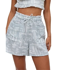 Raffya Women's Sammie Paperbag Waist Warhol Print Shorts