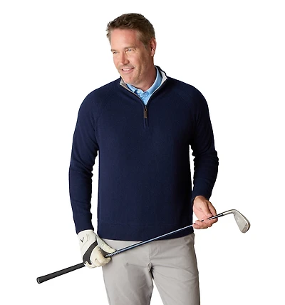 LuxLined Men's Itch-Free Cashmere Quarter-Zip Sweater with Soft Inner Lining