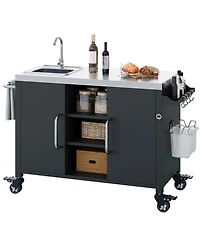 Streamdale Furniture Outdoor Kitchen Island with Sink & Grill Cart