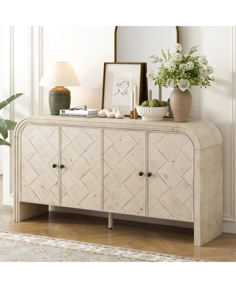 Streamdale Furniture Woven Wood Slat Door Sideboard