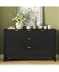 Streamdale Furniture Wave Design Sideboard - Adjustable Shelves Drawers Soft-Close Doors