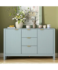 Streamdale Furniture Wave Design Sideboard - Adjustable Shelves Drawers Soft-Close Doors