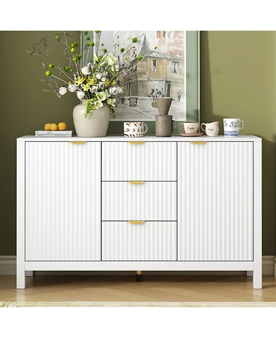 Streamdale Furniture Wave Design Sideboard - Adjustable Shelves Drawers Soft-Close Doors