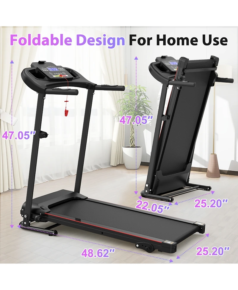 Streamdale Furniture Folding Treadmill Incline Bluetooth Heart Rate