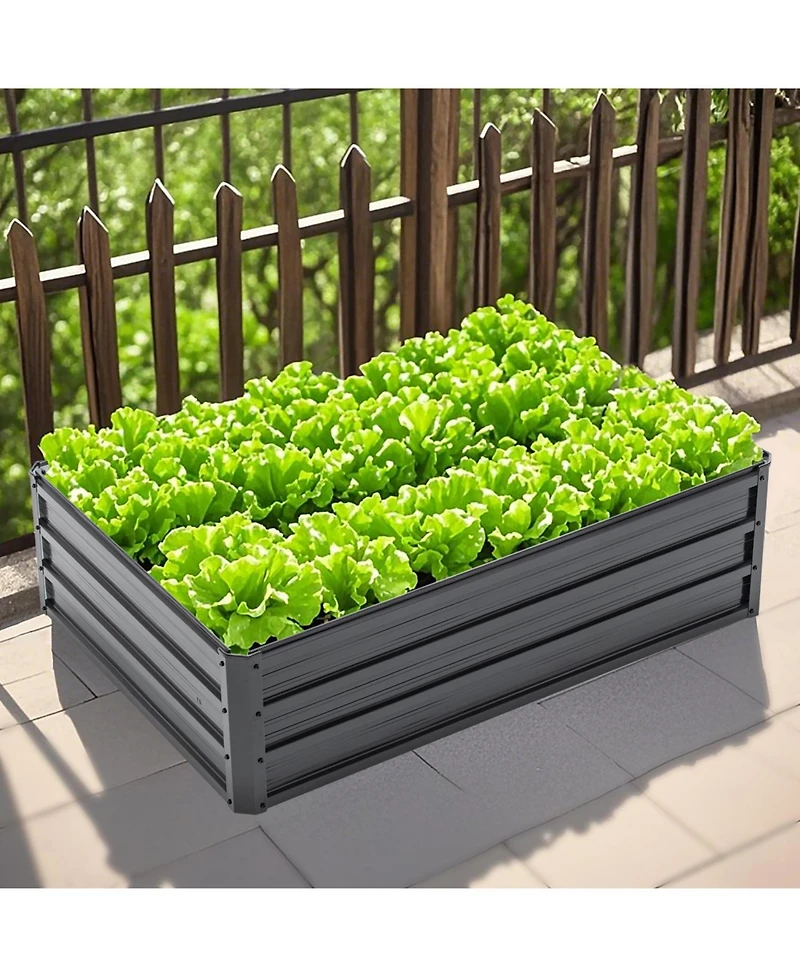 Streamdale Furniture 4x3x1ft Metal Raised Garden Bed - Black