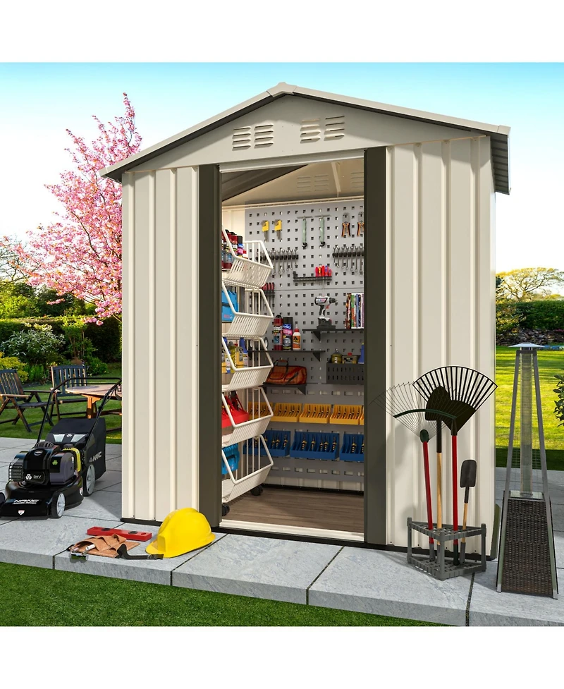 Streamdale Furniture Outdoor Storage Garden Shed 5FTx3FT Apex Roof White