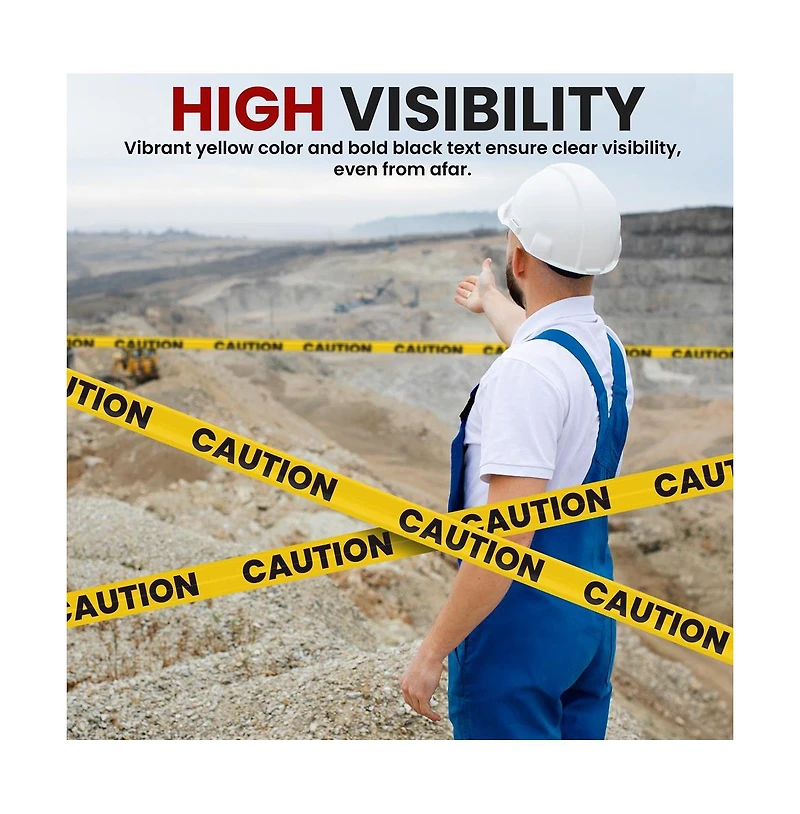 Pyle 12 Pieces Safety Caution Tape Set - 200 Meters Long Tape Roll Suitable for a Wide Range of Applications, Including Roadworks, Events