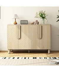 Streamdale Furniture Wood Buffet Cabinet with Arc Handles