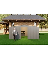 Streamdale Furniture Outdoor Metal & Firewood Shed 13x11 Grey