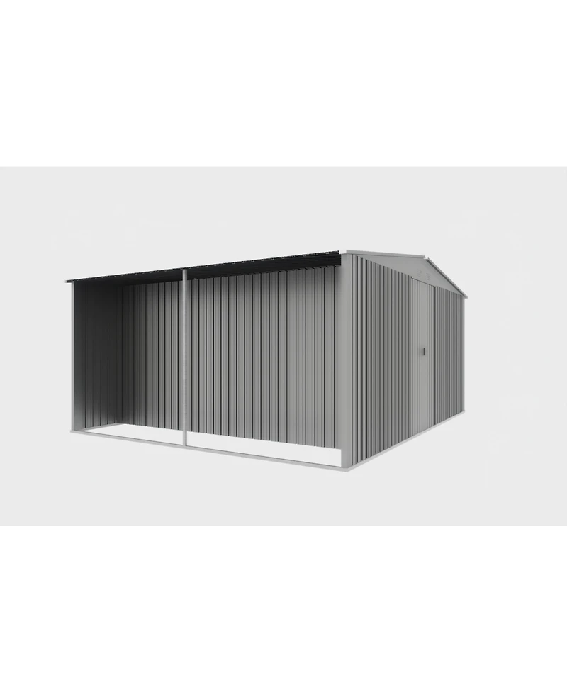 Streamdale Furniture Outdoor Metal & Firewood Shed 13x11 Grey