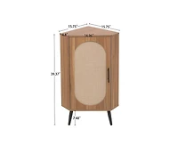 Freestanding Corner Cabinet with Rattan door