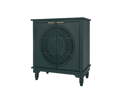 Casainc Hollow-Carved 2 Door Accent Cabinet Sideboard Buffet Storage Cabinet with Adjustable Shelf