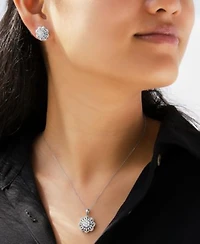 Wrapped In Love Diamond Round Baguette Floral Pendant Necklace Matching Stud Earrings Collection In 14k White Gold Exclusively At Macys