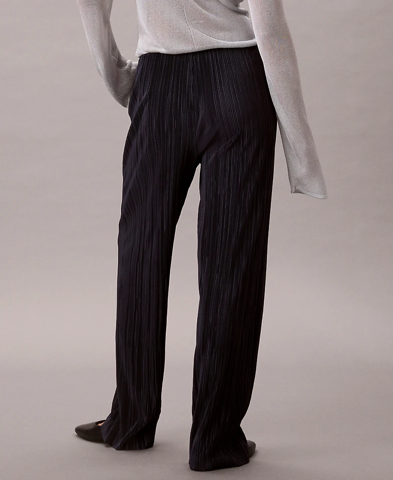 Calvin Klein Women's Plisse Pull-On Wide-Leg Pants