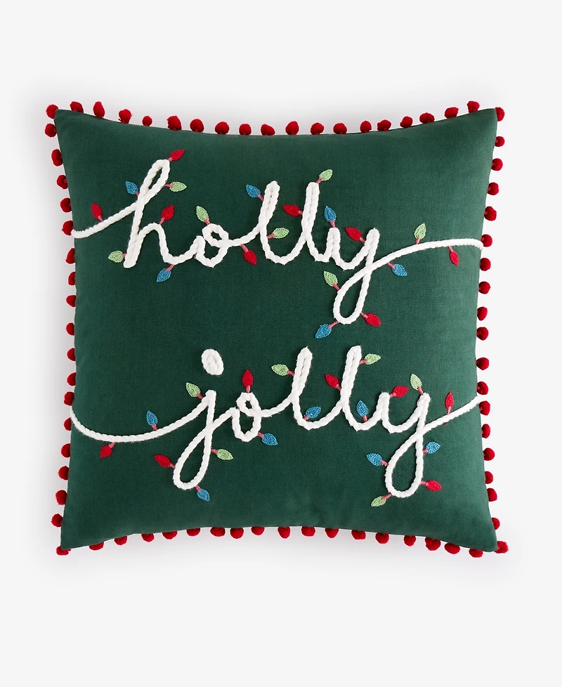 Holiday Lane Holly Jolly Decorative Pillow, 18" x 18", Exclusively for Macy's