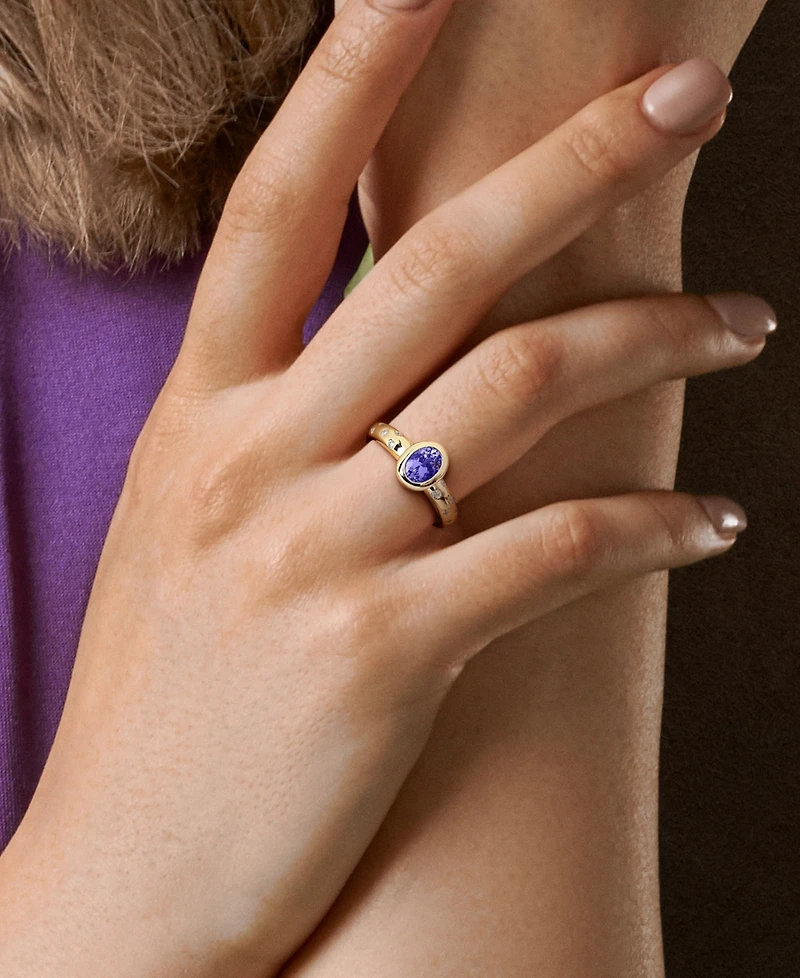 Tanzanite (3/4 ct. t.w.) & Diamond (1/4 Band 10k Gold