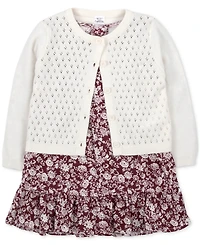 Baby Essentials Girls Cardigan, Dress & Footed Tights, 3 Piece Set