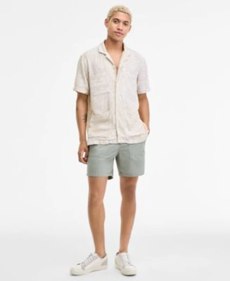 Sun Stone Mens Camp Mays Regular Fit Printed Button Down Shirt Peter Regular Fit 6 Cotton Field Shorts Macys Exclusive