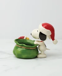 Lenox Snoopy Christmas Santa Sack Candy Bowl