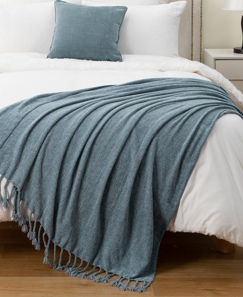 Battilo Lifestyle Chenille Throw with Fringe Tassels, 50" x 60"