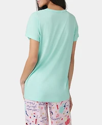Hue Women's Solid Short-Sleeve Scoop-Neck Pajama T-Shirt