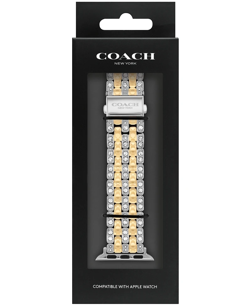 Coach Women's Two Tone Stainless Steel and Crystals Apple Watch Strap, 38mm, 40mm, 41mm