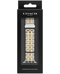 Coach Women's Two Tone Stainless Steel and Crystals Apple Watch Strap, 38mm, 40mm, 41mm