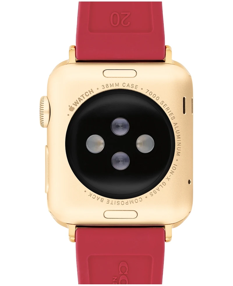 Coach Women's Red Silicone Apple Watch Strap, 38mm, 40mm, 41mm