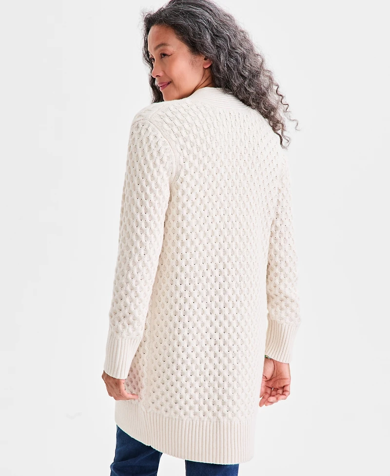 Style & Co Petite Honeycomb-Knit Open-Front Long Cardigan, Macy's Exclusive