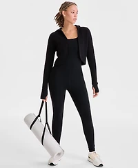 Id Ideology Women's Relaxed French Terry Cropped Hooded Cardigan, Macy's Exclusive