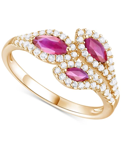 Gemstone (5/8 ct. t.w.) & Diamond (1/3 Multi-Stone Ring 14k Gold