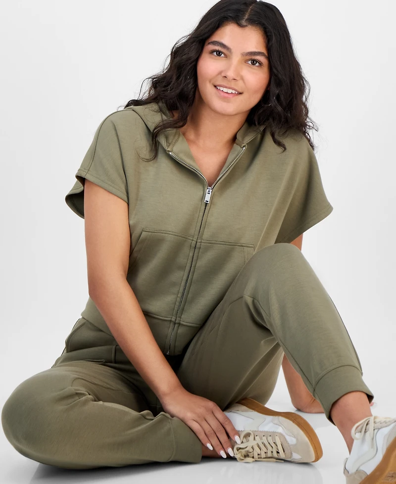 And Now This Women's Short-Sleeve Scuba Hoodie, Macy's Exclusive