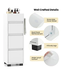 Volenca Bathroom Floor Cabinet with 3 Drawers, 4 Top Dividers and 1 Towel Rack