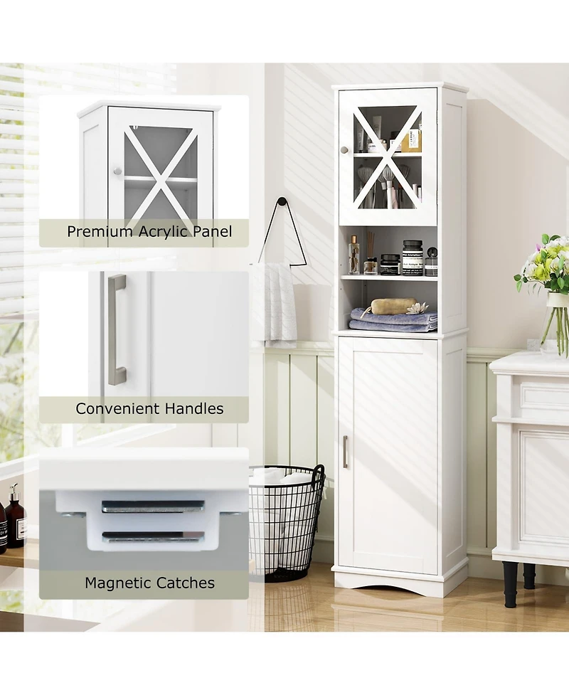 Volenca 67 Inch Tall Bathroom Cabinet Freestanding Storage Cabinet with 5 Adjustable Shelves