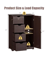 Volenca Standing Indoor Wooden Cabinet with 4 Drawers