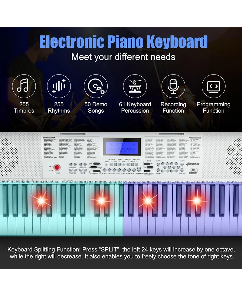 Mecale 61-Key Electric Piano Keyboard for Beginner