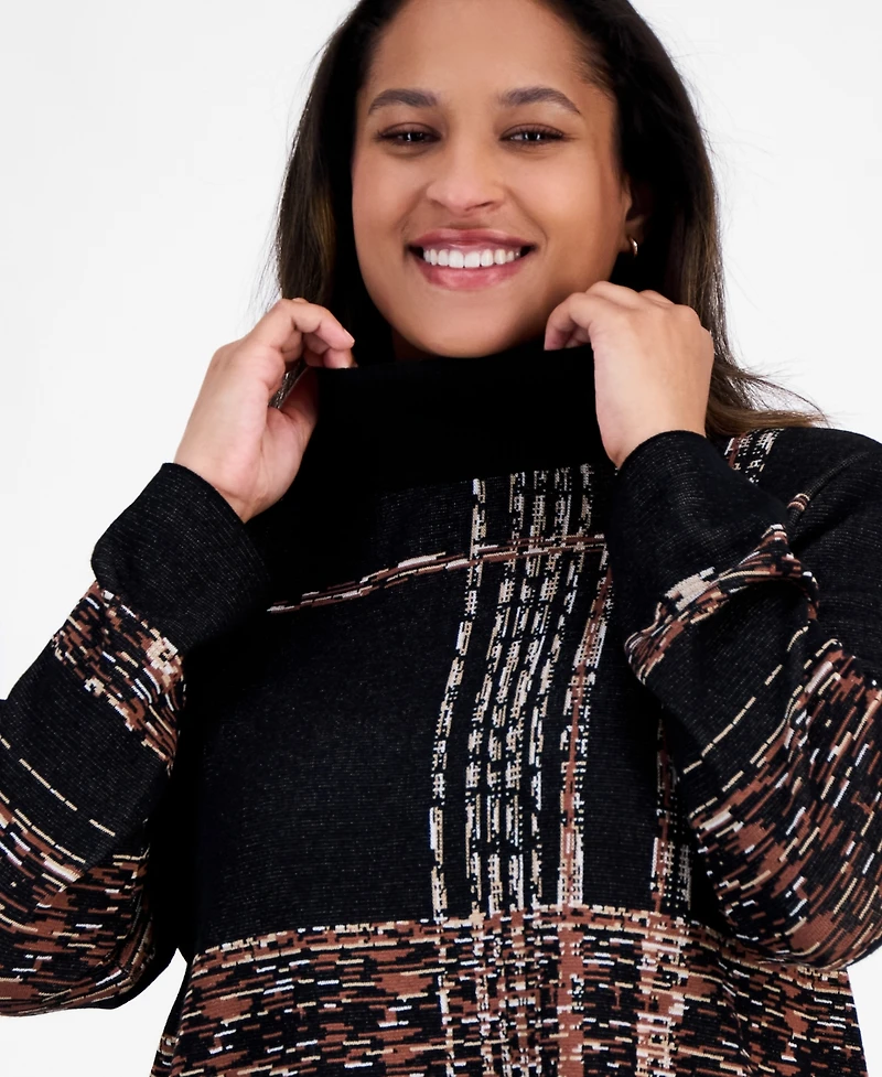 Anne Klein Plus Turtleneck Luxe-Stitch Sweater
