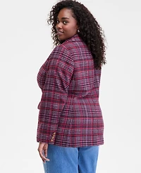 On 34th Trendy Plus Plaid Single-Button Blazer, Macy's Exclusive