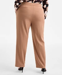 Ak Anne Klein Plus Pull-On Mid-Rise Straight-Leg Pants