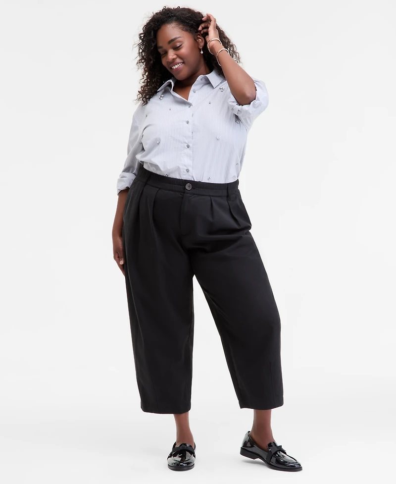On 34th Trendy Plus High-Rise Pleated Barrel-Leg Pants, Macy's Exclusive