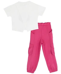Rare Editions Toddler and Little Girls 3-Piece Born to Sparkle T-Shirt, Cargo Pants Bag Set